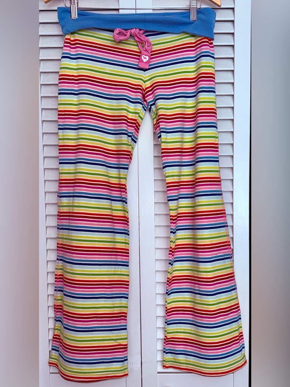 Victoria's Secret PINK Vtg Y2K Fold Over Rainbow Stripe Pajama Pants M